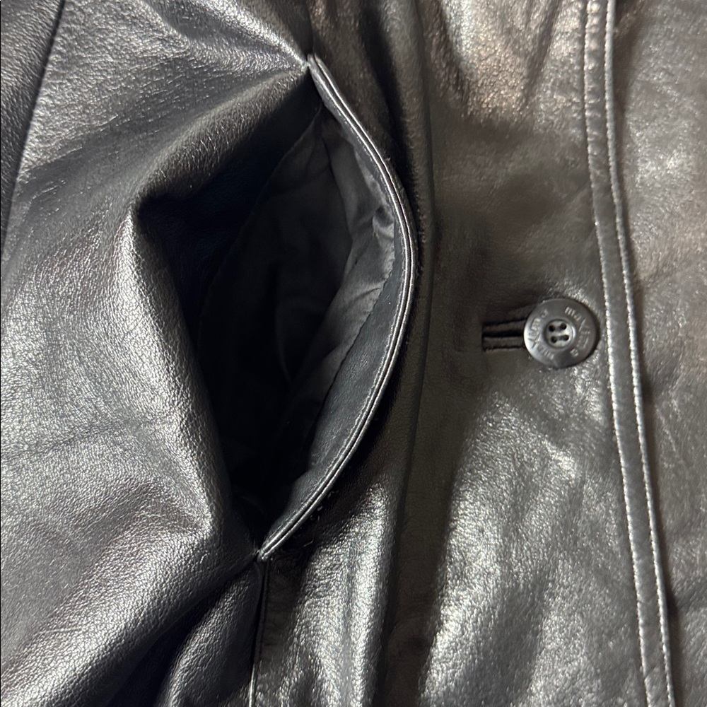 Maxima by Wilsons button down black leather jacket M - Picture 5 of 12